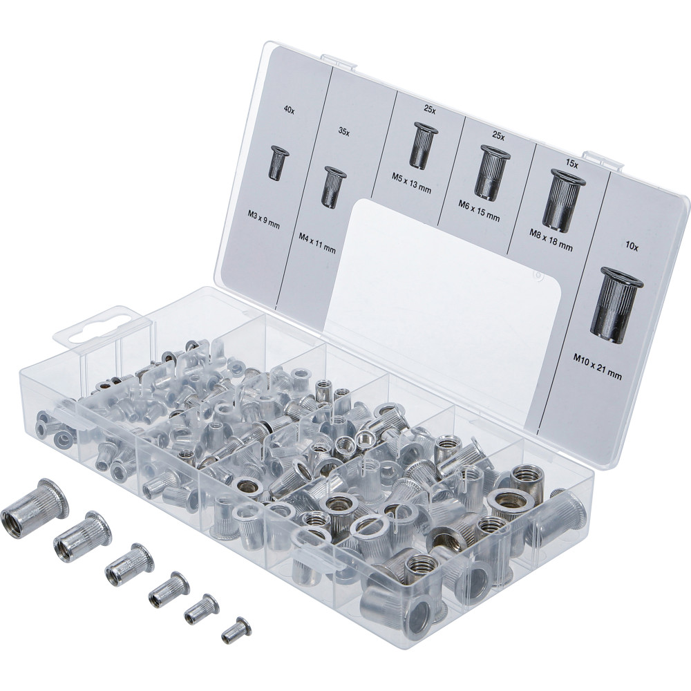 Assortiment d’écrous rivets | aluminium | 150 pièces