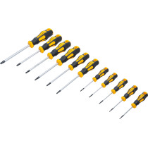 Jeu de tournevis | Profil en T (pour Torx) avec perçage frontal T6 - T40 | 11 pièces