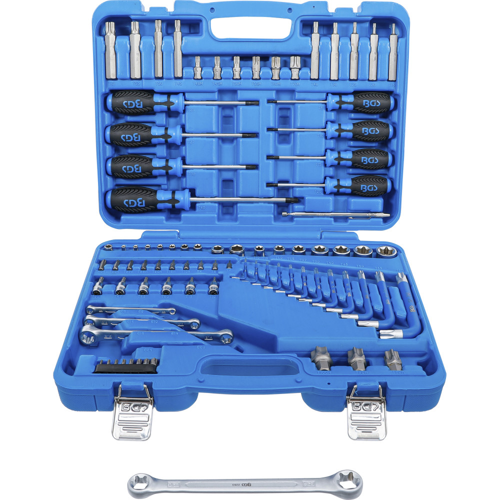 Assortiment d’outils | 6,3 mm (1/4") + 12,5 mm (1/2") | profil E/profil T (pour Torx) | 84 pièces