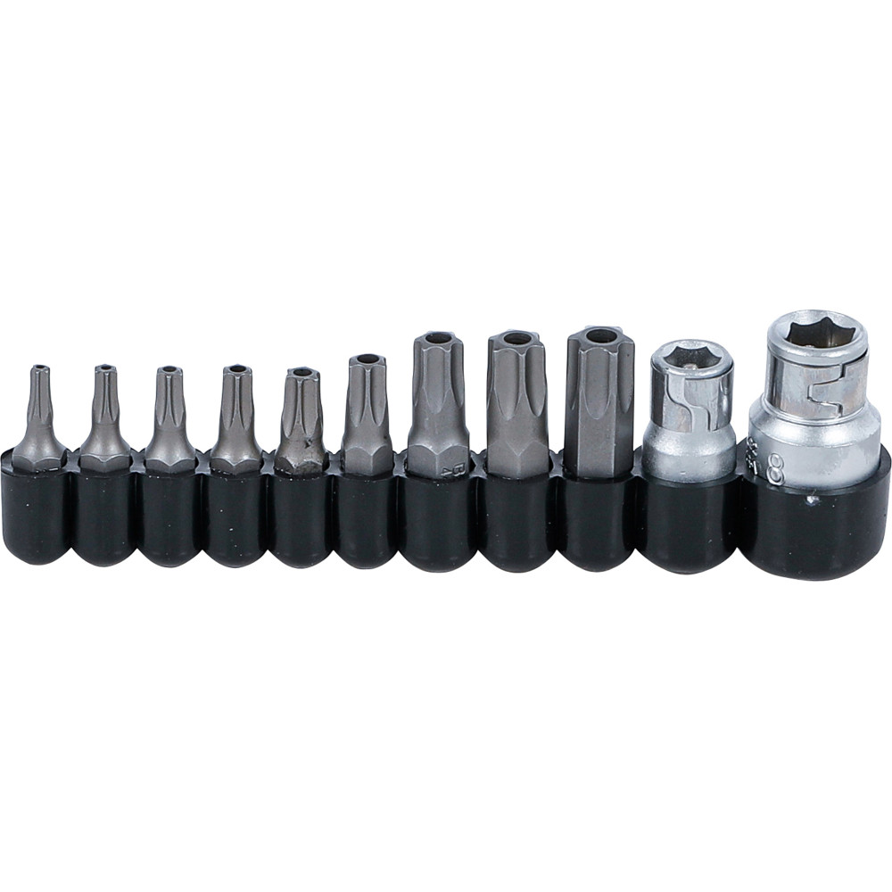 Jeu d’embouts | 6,3 mm (1/4") / 10 mm (3/8") | Profil T (pour Torx) avec perçage | 11 pièces