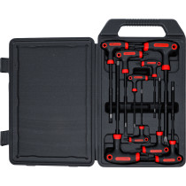 Tournevis avec poignée en T | Profil en T (pour Torx) avec perçage frontal | T10 - T50 | 9 pièces