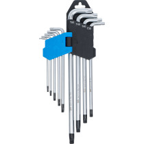 Jeu de clés allen | extra longues | Profil T (pour Torx) avec perçage T10 - T50 | 9 pièces