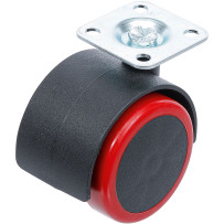 Roue double / pivotante | rouge/noire | 50 mm