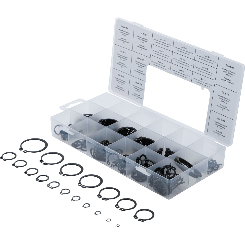 Assortiment de circlips extérieurs | Ø 3 - 32 mm | 300 pièces