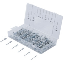 Assortiment de rivets pop | aluminium | 2,4 - 4,8 mm | 400 pièces
