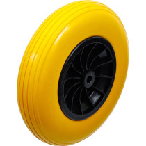 Roue de brouette | PU, jaune/noir | 400 mm