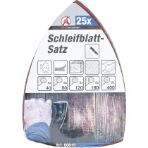 Jeu de feuilles abrasives pour meuleuse multifonctions | 145 x 100 mm | Cal. 40 - 400 | 25 pièces