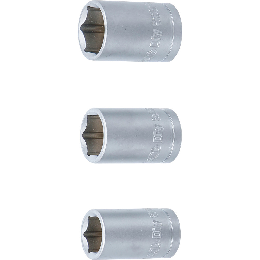 Jeu de douilles | 12,5 mm (1/2") | 15 - 17 - 19 mm | 3 pièces