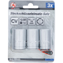 Jeu de douilles | 12,5 mm (1/2") | 15 - 17 - 19 mm | 3 pièces