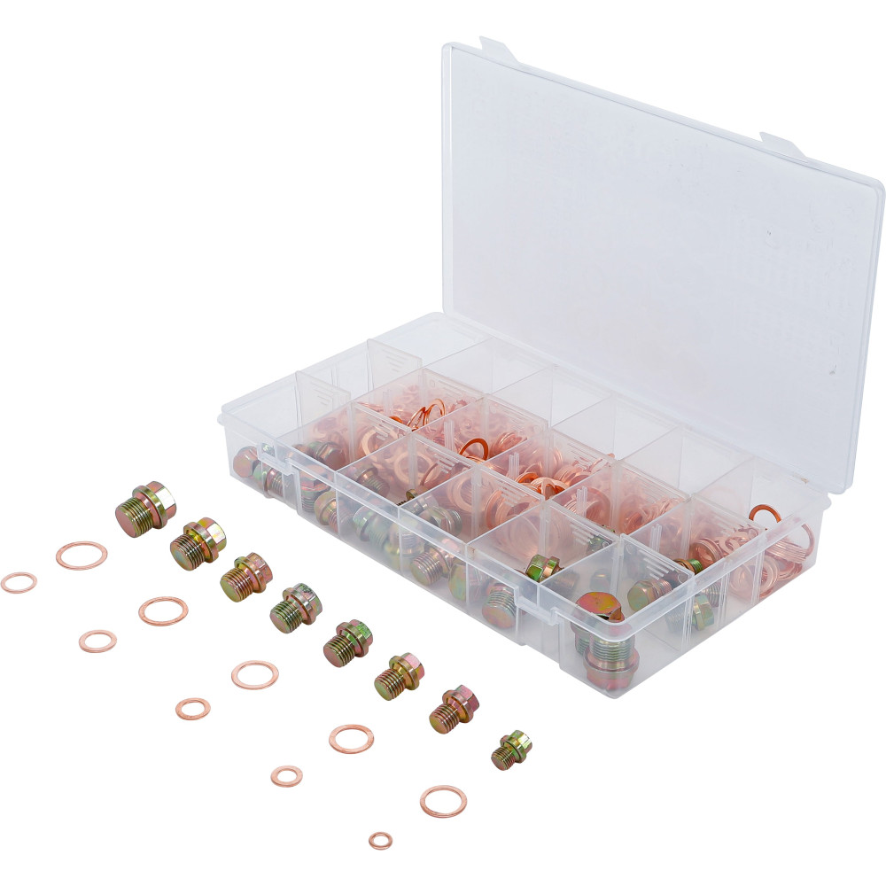 Assortiment de bouchons de vidange avec joints cuivre | 534 pièces