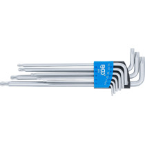 Jeu de clés allen | extra long | Profil T (pour Torx) avec tête sphérique T10 - T50 | 9 pièces