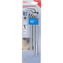 Jeu de clés allen | extra long | Profil T (pour Torx) avec tête sphérique T10 - T50 | 9 pièces