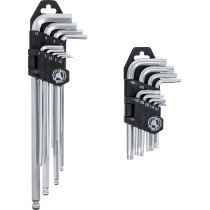 Jeu de clés allen | longues | profil T (pour Torx) T10 – T50 / six pans femelle 1,5 - 10 mm | 18 pièces