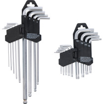 Jeu de clés allen | longues | profil T (pour Torx) T10 – T50 / six pans femelle 1,5 - 10 mm | 18 pièces