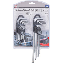 Jeu de clés allen | longues | profil T (pour Torx) T10 – T50 / six pans femelle 1,5 - 10 mm | 18 pièces