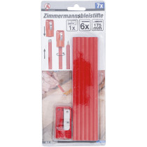 Crayons de menuisier | 175 mm | avec taille-crayon | 7 pièces