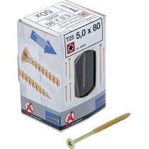 Vis multifonctions | profil en T (pour Torx) T25 | 5,0 x 80 mm | 50 pièces