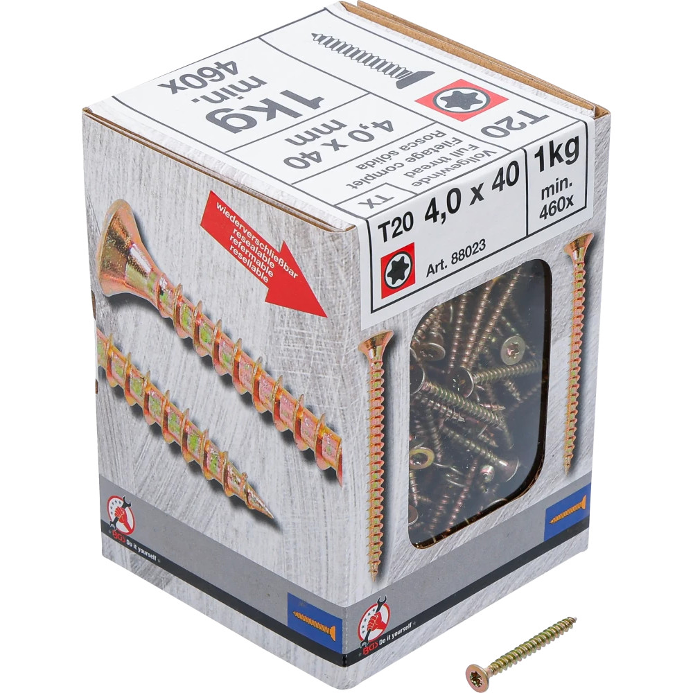 Vis multifonctions | profil en T (pour Torx) T20 | 4,0 x 40 mm | 1 kg / 460 pièces