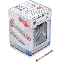 Vis multifonctions | profil en T (pour Torx) T25 | 5,0 x 80 mm  | 1 kg / 150 pièces
