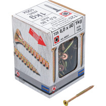 Vis multifonctions | profil en T (pour Torx) T25 | 6,0 x 80 mm  | 1 kg / 100 pièces