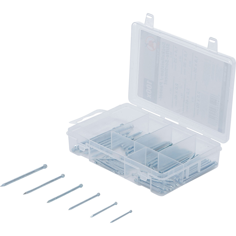 Assortiment d’aiguilles de plinthe/panneau | 100 pièces