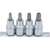Jeu de douilles à embouts | 12,5 mm (1/2") | Profil T (pour Torx) avec perçage T40 - T55 | 4 pièces