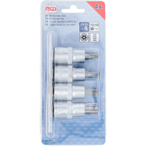 Jeu de douilles à embouts | 12,5 mm (1/2") | Profil T (pour Torx) avec perçage T40 - T55 | 4 pièces