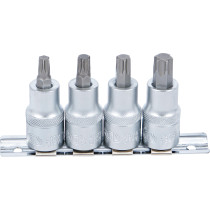 Jeu de douilles à embouts | 12,5 mm (1/2") | Profil T (pour Torx) T40 - T55 | 4 pièces