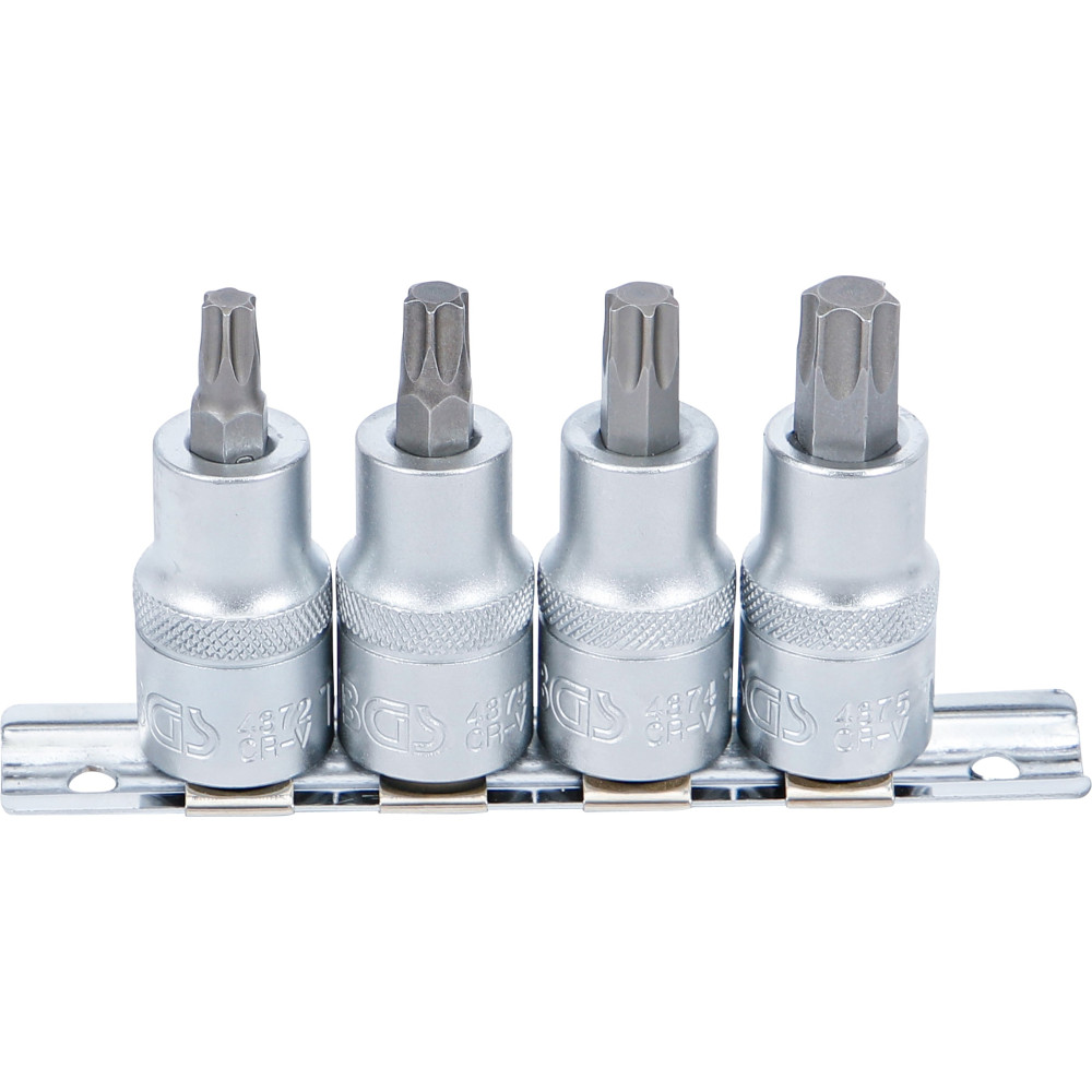 Jeu de douilles à embouts | 12,5 mm (1/2") | Profil T (pour Torx) T40 - T55 | 4 pièces