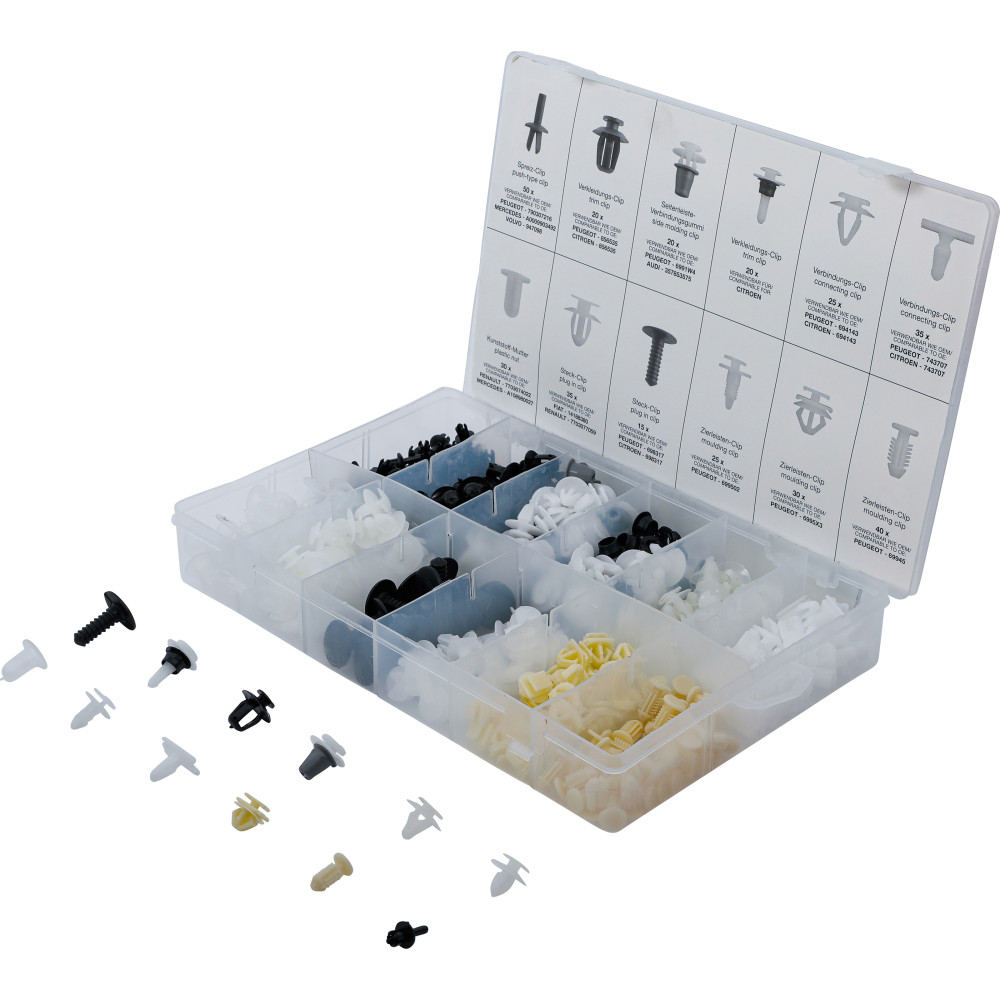 Assortiment de clips de fixation automobiles pour Peugeot & Citroën | 345 pièces