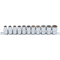 Jeu de Douilles, douze pans | 12,5 mm (1/2") | 10 - 21 mm | 11 pièces
