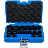 Jeu de douilles à choc, six pans, extra plates | 12,5 mm (1/2") | 8 - 24 mm | 17 pièces