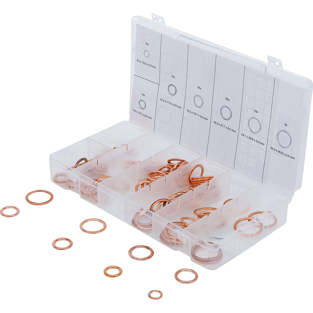 Assortiment de joints toriques | cuivre | Ø 6 - 20 mm | 95 pièces