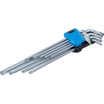 Jeu de clés allen | extra longues + extra courtes | Profil T (pour Torx) T10 - T50 | 9 pièces