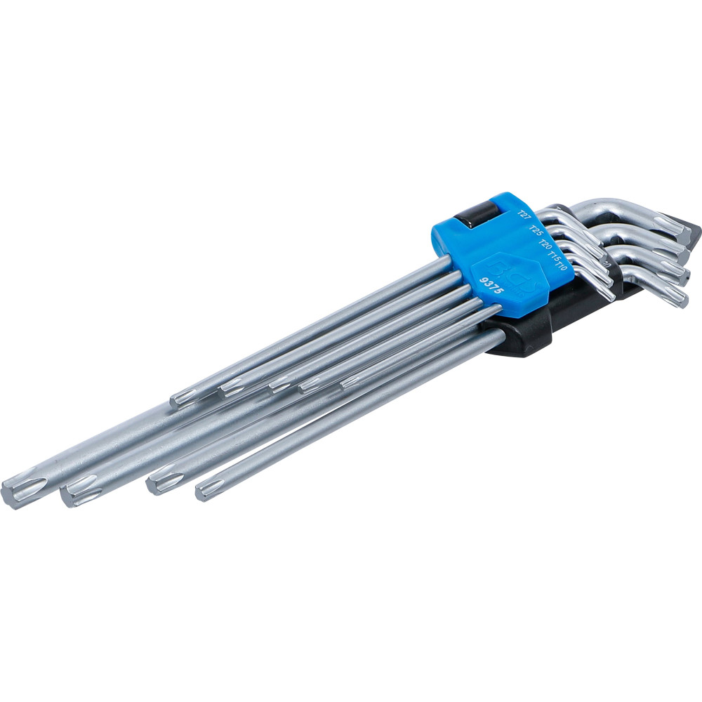 Jeu de clés allen | extra longues + extra courtes | Profil T (pour Torx) T10 - T50 | 9 pièces