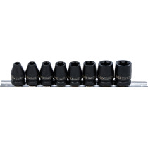 Jeu de douilles à choc, profil E | 12,5 mm (1/2") | E10 - E24 | 8 pièces
