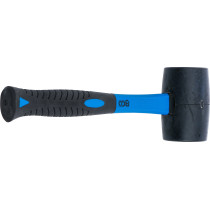 Maillet caoutchouc | manche en fibres de verre | tête noire | Ø 60 mm | 500 g