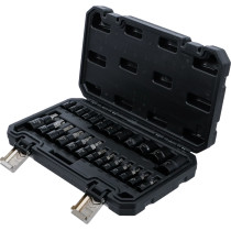 Jeu de douilles à embouts / de clé à douille | 6,3 mm (1/4"), 10 mm (3/8"), 12,5 mm (1/2") | Profil E/profil T (pour Torx)/Profi