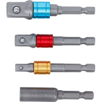 Jeu d’adaptateurs pour visseuses | couleurs | Hexagone mâle 6,3 mm (1/4") | 6,3 mm (1/4"), 10 mm (3/8"), 12,5 mm (1/2"), six pan