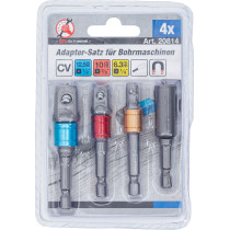 Jeu d’adaptateurs pour visseuses | couleurs | Hexagone mâle 6,3 mm (1/4") | 6,3 mm (1/4"), 10 mm (3/8"), 12,5 mm (1/2"), six pan