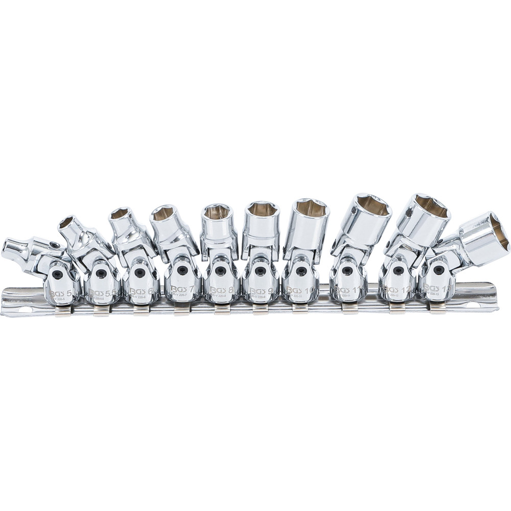 Coffret de douilles articulées | 6,3 mm (1/4") | 5 - 13 mm | 10 pièces