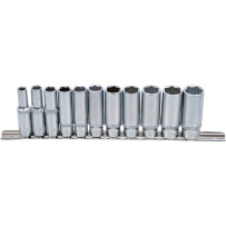 Jeu de douilles, six pans, longues | 10 mm (3/8") | 8 - 19 mm | 11 pièces