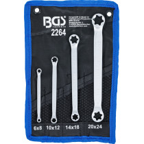 Jeu de clés à œil doubles profil E | E6 x E8 - E20 x E24 | 4 pièces