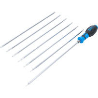 Jeu de tournevis avec lames échangeables | Profil T (pour Torx) / profil T (pour Torx) avec perçage | 8 pièces