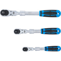 Jeu de cliquets réversible | extensible, inclinable | 6,3 mm (1/4") - 10 mm (3/8") - 12,5 mm (1/2") | 3 pièces