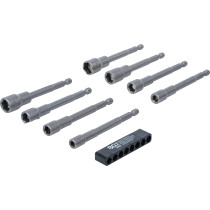 Jeu de douilles à choc | six pans | extra longues | 6,3 mm (1/4") | pour perceuses | 6 - 13 mm | 8 pièces