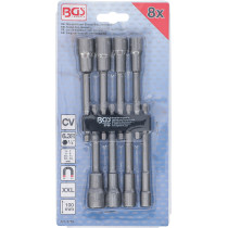 Jeu de douilles à choc | six pans | extra longues | 6,3 mm (1/4") | pour perceuses | 6 - 13 mm | 8 pièces