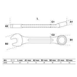 Clé mixte, extra courte | 13 mm