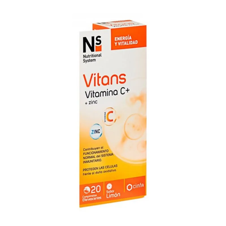 Ns Vitans Vitamina C + Zinc 20Comprimidos Efervescentes Sabor Limón