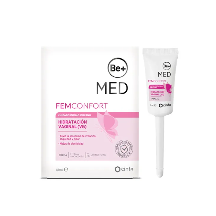 Be+ Crème Hydratante Vaginale Interne 8x6ml 